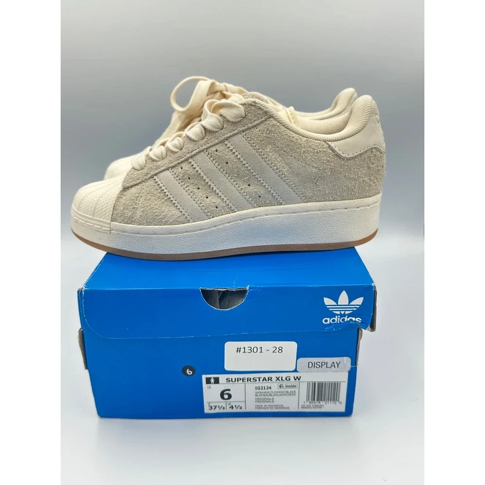 Adidas Superstar XLG W Cream Suede Platform Sneakers Y2K Luxe Sz Women 6 NIB